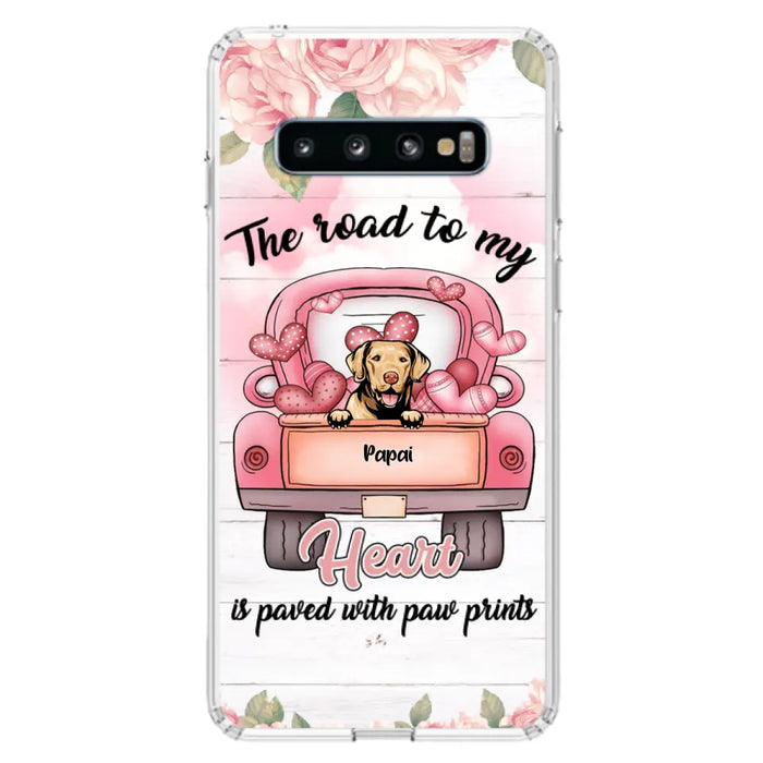 Custom Personalized Dog Phone Case - Best Gifts For Dog Lovers With Upto 5 Dogs - The Road To My Heart Is Paved With Paw Prints