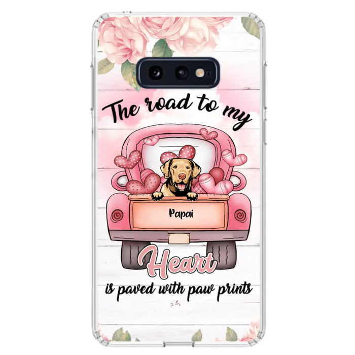 Custom Personalized Dog Phone Case - Best Gifts For Dog Lovers With Upto 5 Dogs - The Road To My Heart Is Paved With Paw Prints