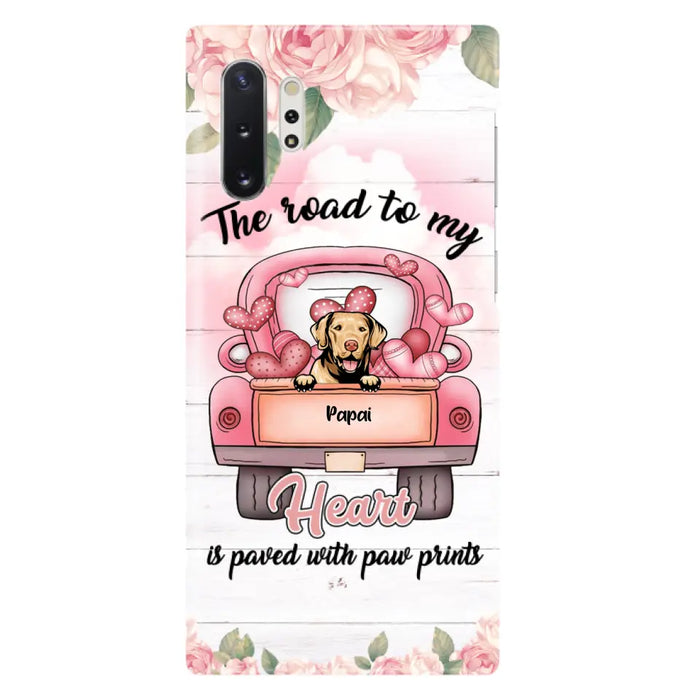 Custom Personalized Dog Phone Case - Best Gifts For Dog Lovers With Upto 5 Dogs - The Road To My Heart Is Paved With Paw Prints