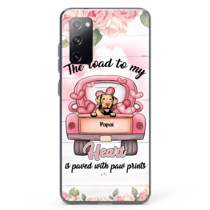 Custom Personalized Dog Phone Case - Best Gifts For Dog Lovers With Upto 5 Dogs - The Road To My Heart Is Paved With Paw Prints