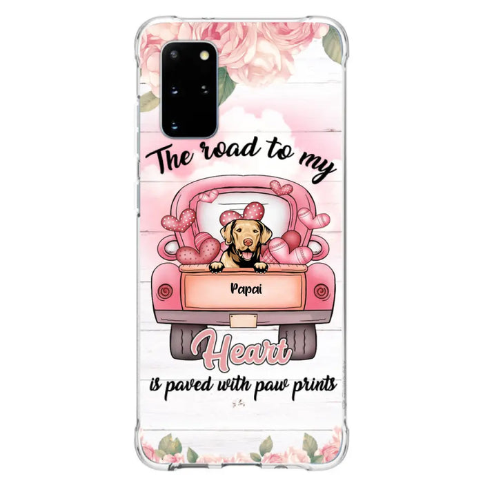 Custom Personalized Dog Phone Case - Best Gifts For Dog Lovers With Upto 5 Dogs - The Road To My Heart Is Paved With Paw Prints