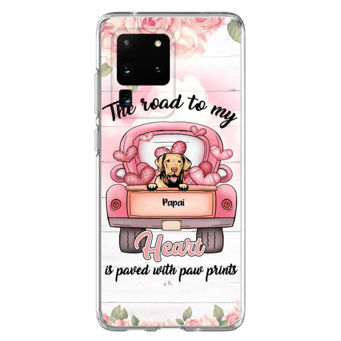 Custom Personalized Dog Phone Case - Best Gifts For Dog Lovers With Upto 5 Dogs - The Road To My Heart Is Paved With Paw Prints