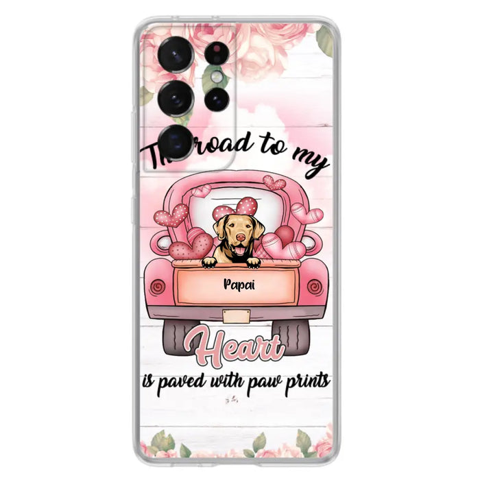 Custom Personalized Dog Phone Case - Best Gifts For Dog Lovers With Upto 5 Dogs - The Road To My Heart Is Paved With Paw Prints