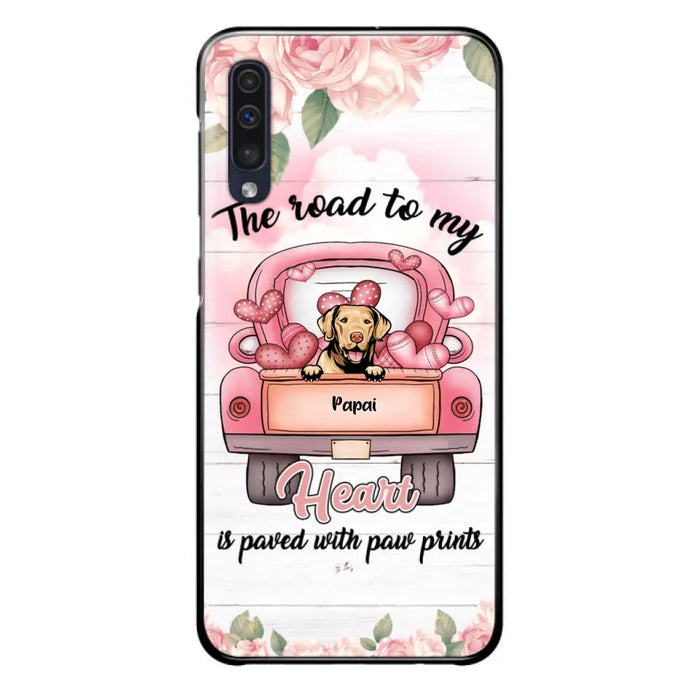 Custom Personalized Dog Phone Case - Best Gifts For Dog Lovers With Upto 5 Dogs - The Road To My Heart Is Paved With Paw Prints