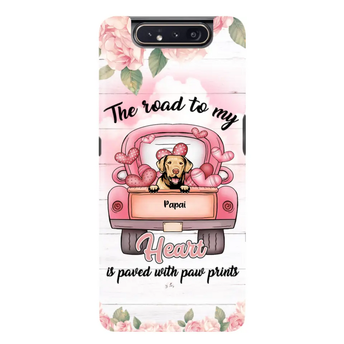 Custom Personalized Dog Phone Case - Best Gifts For Dog Lovers With Upto 5 Dogs - The Road To My Heart Is Paved With Paw Prints