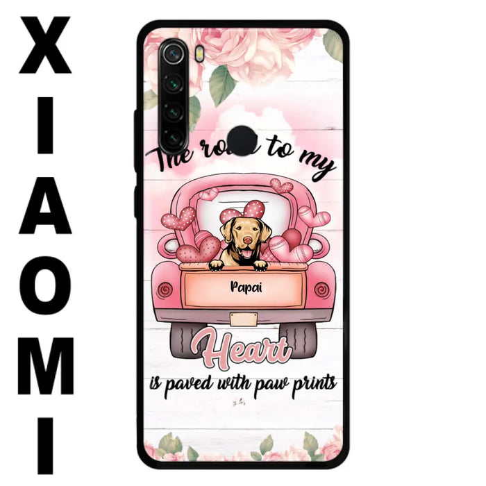 Custom Personalized Dog Phone Case - Best Gifts For Dog Lovers With Upto 5 Dogs - The Road To My Heart Is Paved With Paw Prints