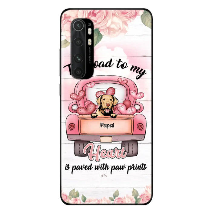 Custom Personalized Dog Phone Case - Best Gifts For Dog Lovers With Upto 5 Dogs - The Road To My Heart Is Paved With Paw Prints