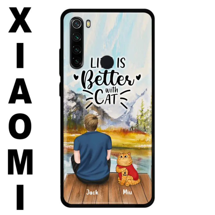 Custom Personalized Cat Dad Phone Case - Gifts For Cat Lovers With Upto 3 Cats - Best Cat Dad Ever - I Love Dad - Case For iPhone, Samsung And Xiaomi