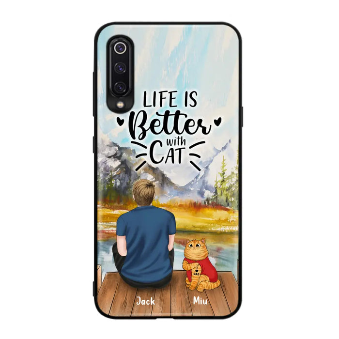 Custom Personalized Cat Dad Phone Case - Gifts For Cat Lovers With Upto 3 Cats - Best Cat Dad Ever - I Love Dad - Case For iPhone, Samsung And Xiaomi