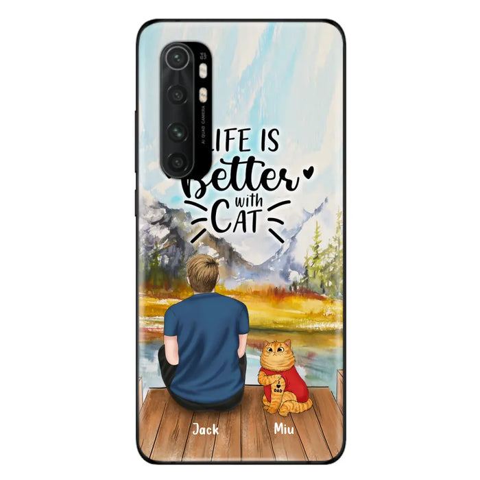 Custom Personalized Cat Dad Phone Case - Gifts For Cat Lovers With Upto 3 Cats - Best Cat Dad Ever - I Love Dad - Case For iPhone, Samsung And Xiaomi