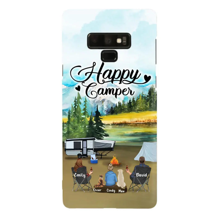 Custom Personalized Camping Phone Case - Parents With 1 Kids And 2 Pets - Best Gift For Family - Happy Camper - Case For iPhone And Samsung