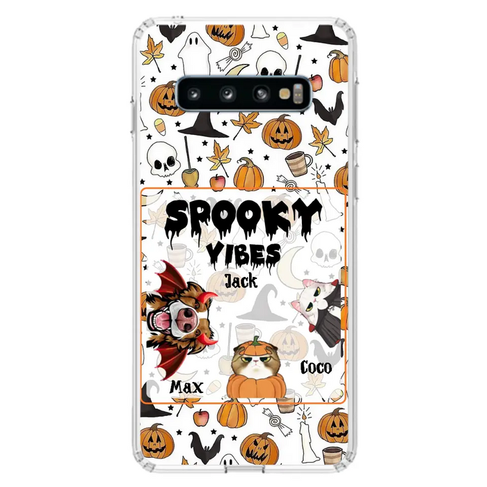 Custom Personalized Halloween Pet Phone Case - Upto 3 Pets - Gift Idea For Dog/Cat Owners -  Spooky Vibes - Case for iPhone/Samsung