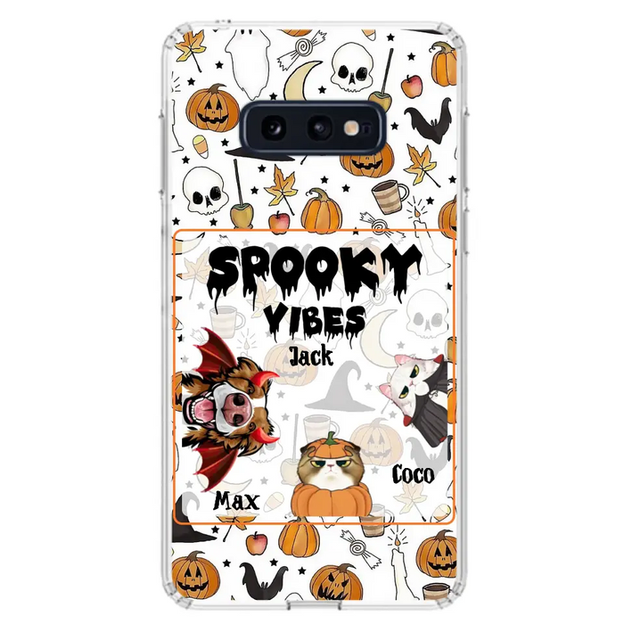 Custom Personalized Halloween Pet Phone Case - Upto 3 Pets - Gift Idea For Dog/Cat Owners -  Spooky Vibes - Case for iPhone/Samsung