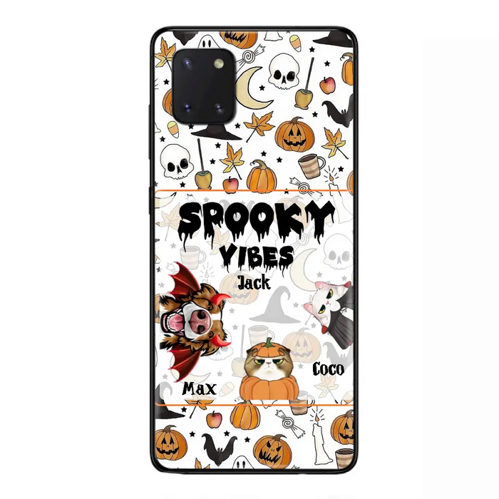 Custom Personalized Halloween Pet Phone Case - Upto 3 Pets - Gift Idea For Dog/Cat Owners -  Spooky Vibes - Case for iPhone/Samsung