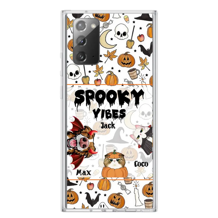 Custom Personalized Halloween Pet Phone Case - Upto 3 Pets - Gift Idea For Dog/Cat Owners -  Spooky Vibes - Case for iPhone/Samsung