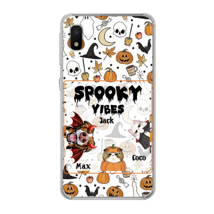 Custom Personalized Halloween Pet Phone Case - Upto 3 Pets - Gift Idea For Dog/Cat Owners -  Spooky Vibes - Case for iPhone/Samsung