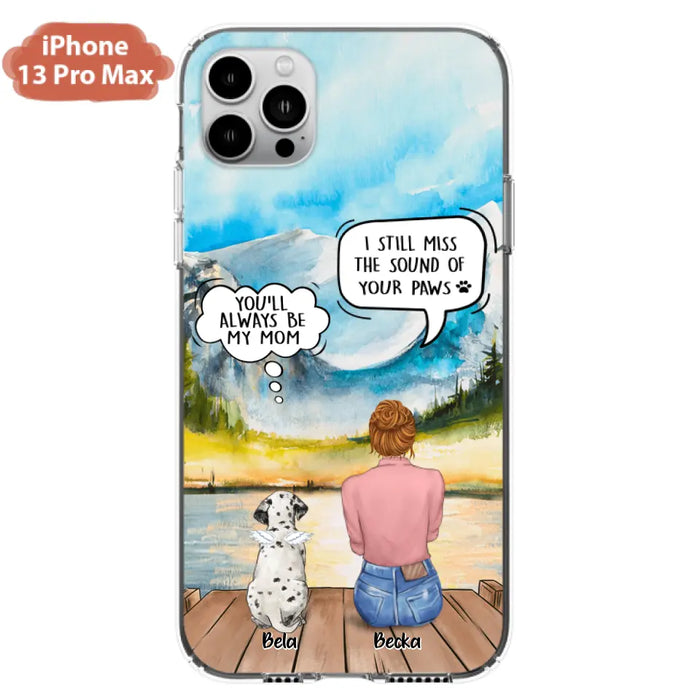 Custom Personalized Memorial Pet Mom Phone Case - Woman With Upto 5 Pets - Best Gift For Pet Lover - It's So Hard To Say Goodbye - Case For Iphone/Samsung