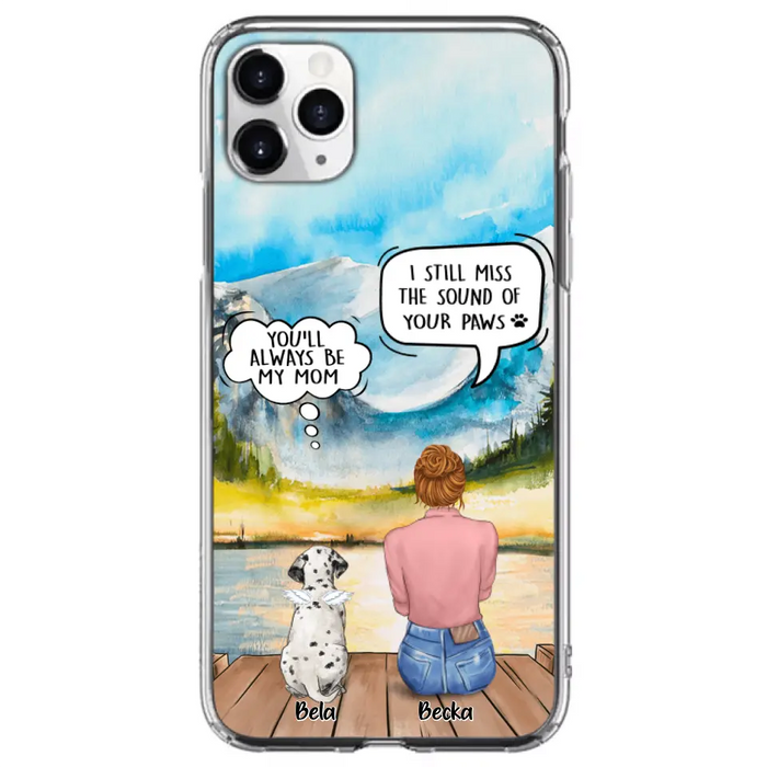 Custom Personalized Memorial Pet Mom Phone Case - Woman With Upto 5 Pets - Best Gift For Pet Lover - It's So Hard To Say Goodbye - Case For Iphone/Samsung