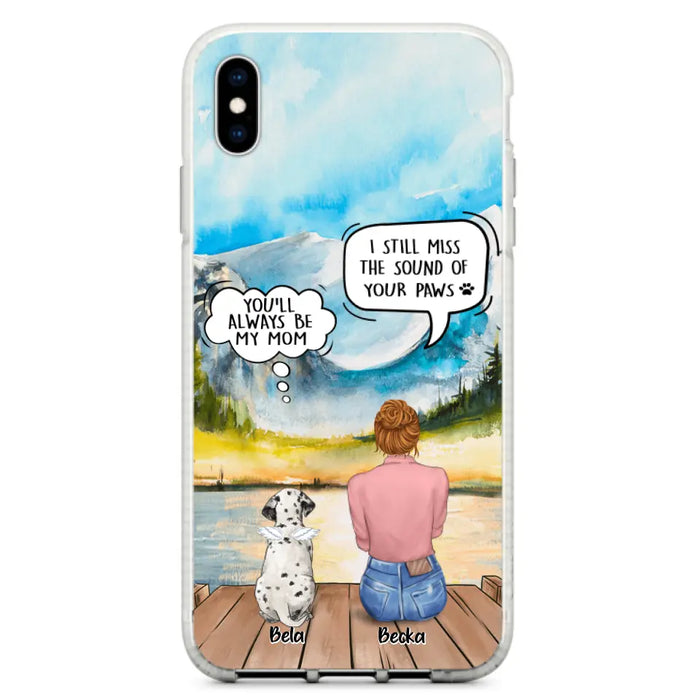 Custom Personalized Memorial Pet Mom Phone Case - Woman With Upto 5 Pets - Best Gift For Pet Lover - It's So Hard To Say Goodbye - Case For Iphone/Samsung