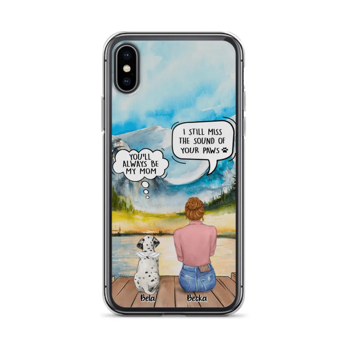 Custom Personalized Memorial Pet Mom Phone Case - Woman With Upto 5 Pets - Best Gift For Pet Lover - It's So Hard To Say Goodbye - Case For Iphone/Samsung