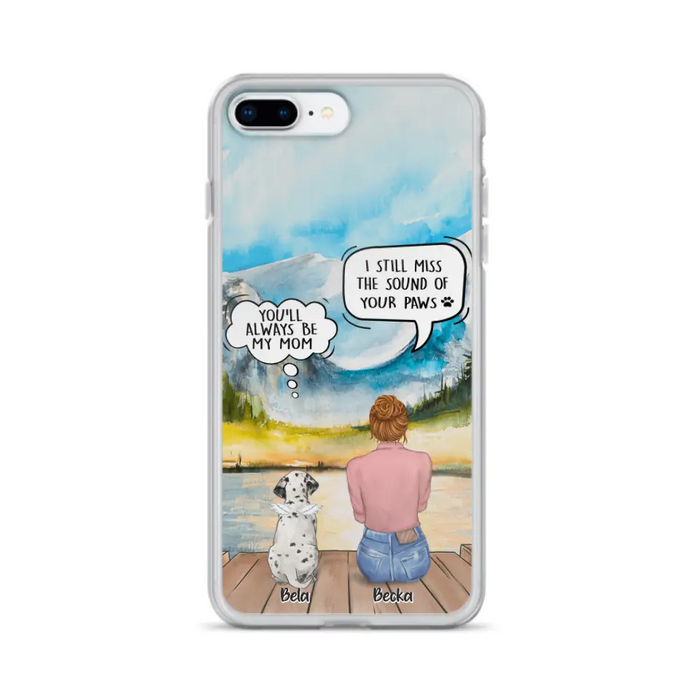 Custom Personalized Memorial Pet Mom Phone Case - Woman With Upto 5 Pets - Best Gift For Pet Lover - It's So Hard To Say Goodbye - Case For Iphone/Samsung