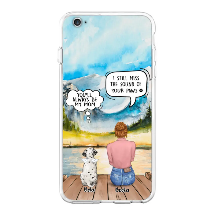 Custom Personalized Memorial Pet Mom Phone Case - Woman With Upto 5 Pets - Best Gift For Pet Lover - It's So Hard To Say Goodbye - Case For Iphone/Samsung