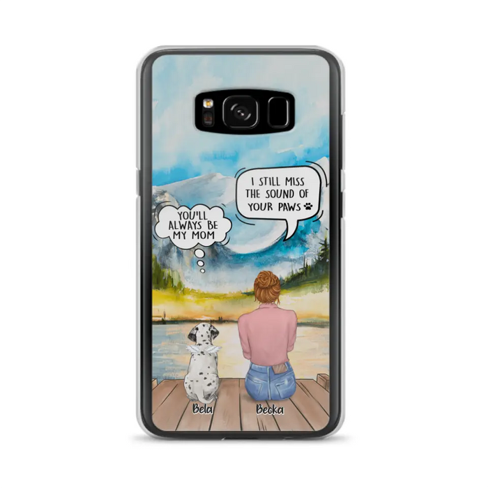 Custom Personalized Memorial Pet Mom Phone Case - Woman With Upto 5 Pets - Best Gift For Pet Lover - It's So Hard To Say Goodbye - Case For Iphone/Samsung