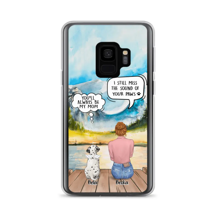 Custom Personalized Memorial Pet Mom Phone Case - Woman With Upto 5 Pets - Best Gift For Pet Lover - It's So Hard To Say Goodbye - Case For Iphone/Samsung