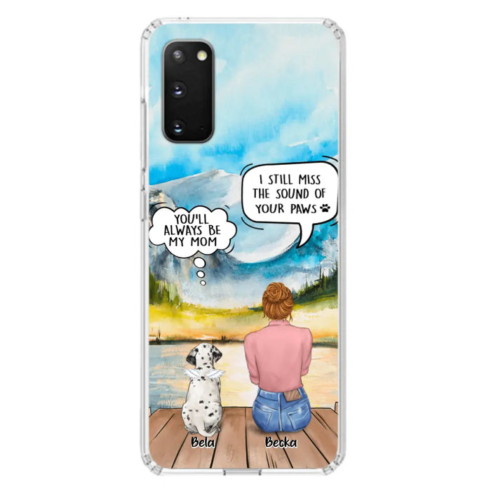 Custom Personalized Memorial Pet Mom Phone Case - Woman With Upto 5 Pets - Best Gift For Pet Lover - It's So Hard To Say Goodbye - Case For Iphone/Samsung