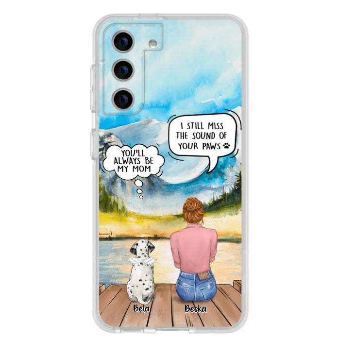 Custom Personalized Memorial Pet Mom Phone Case - Woman With Upto 5 Pets - Best Gift For Pet Lover - It's So Hard To Say Goodbye - Case For Iphone/Samsung