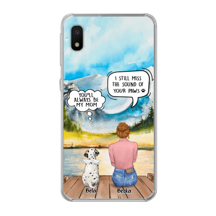 Custom Personalized Memorial Pet Mom Phone Case - Woman With Upto 5 Pets - Best Gift For Pet Lover - It's So Hard To Say Goodbye - Case For Iphone/Samsung