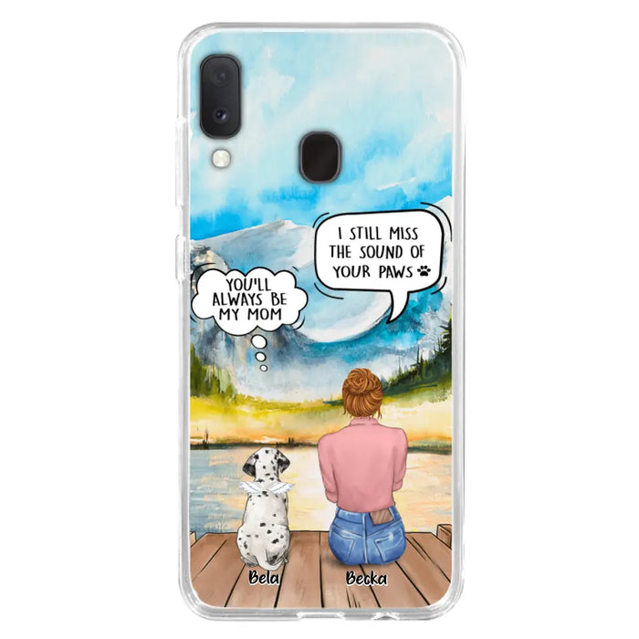 Custom Personalized Memorial Pet Mom Phone Case - Woman With Upto 5 Pets - Best Gift For Pet Lover - It's So Hard To Say Goodbye - Case For Iphone/Samsung