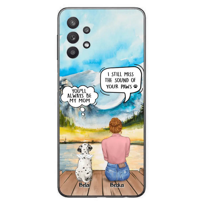 Custom Personalized Memorial Pet Mom Phone Case - Woman With Upto 5 Pets - Best Gift For Pet Lover - It's So Hard To Say Goodbye - Case For Iphone/Samsung