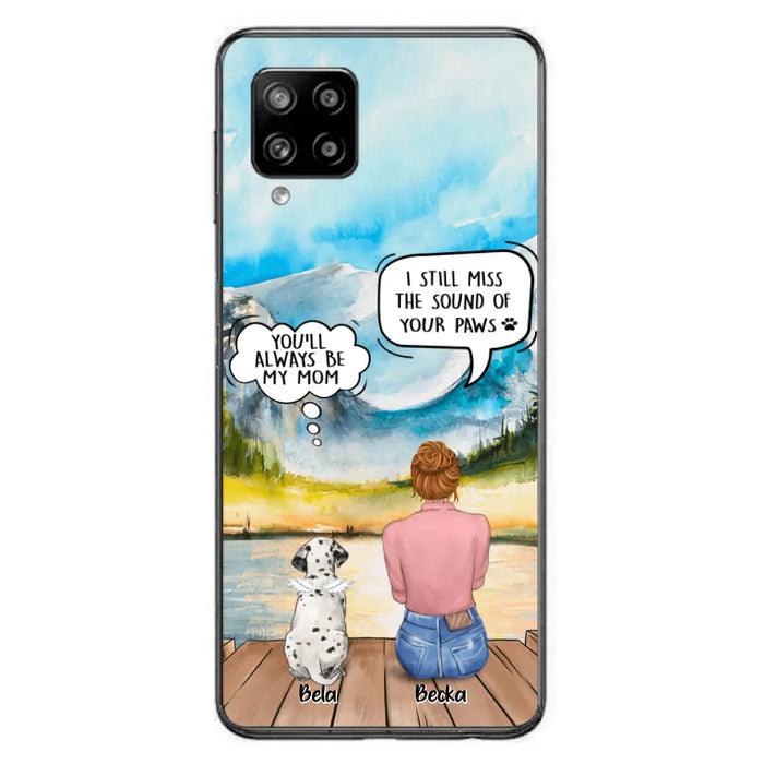 Custom Personalized Memorial Pet Mom Phone Case - Woman With Upto 5 Pets - Best Gift For Pet Lover - It's So Hard To Say Goodbye - Case For Iphone/Samsung