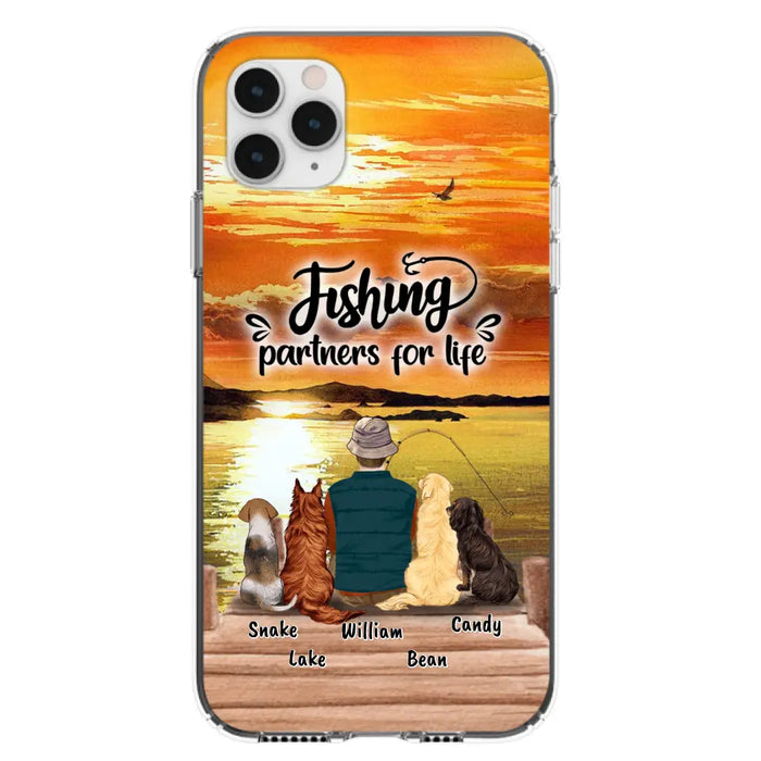 Custom Personalized Fishing Man Phone Case - Upto 4 Dogs - Phone Case For iPhone and Samsung - 4TC88X