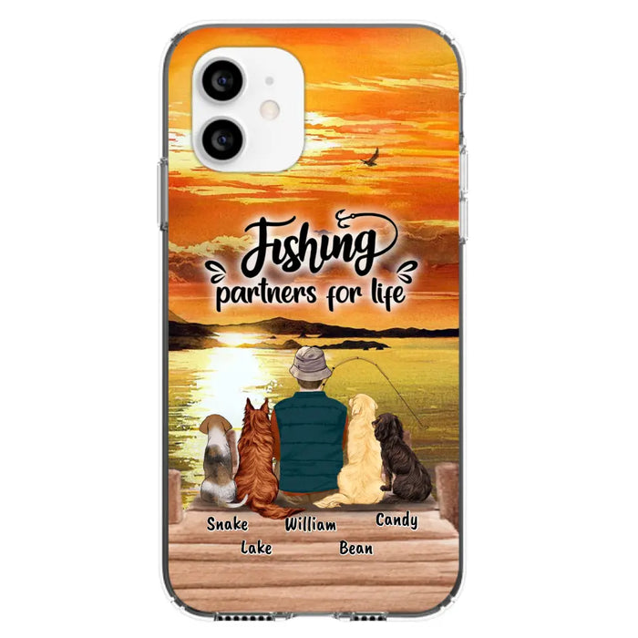 Custom Personalized Fishing Man Phone Case - Upto 4 Dogs - Phone Case For iPhone and Samsung - 4TC88X