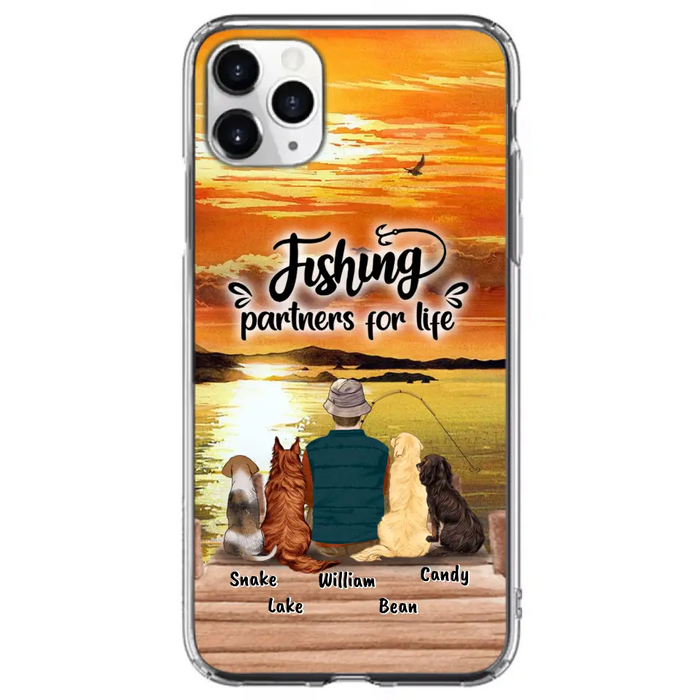 Custom Personalized Fishing Man Phone Case - Upto 4 Dogs - Phone Case For iPhone and Samsung - 4TC88X