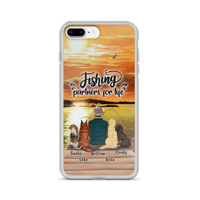 Custom Personalized Fishing Man Phone Case - Upto 4 Dogs - Phone Case For iPhone and Samsung - 4TC88X