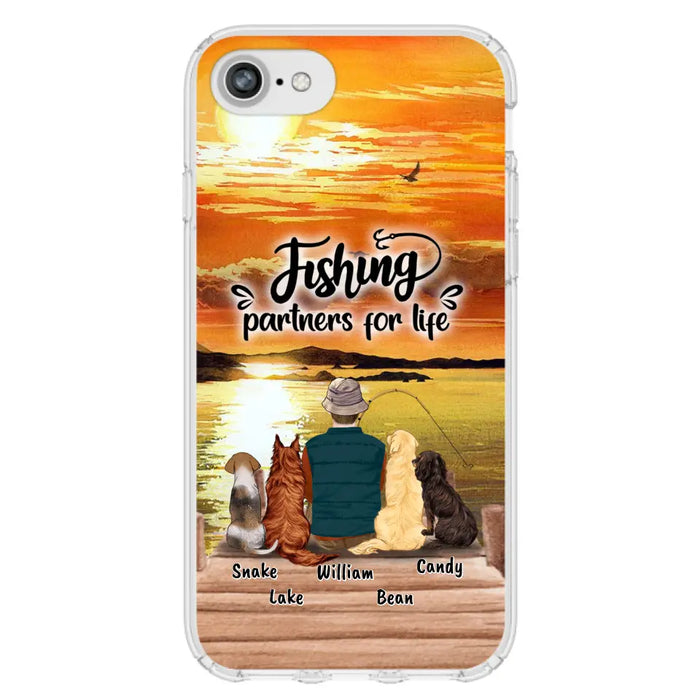 Custom Personalized Fishing Man Phone Case - Upto 4 Dogs - Phone Case For iPhone and Samsung - 4TC88X