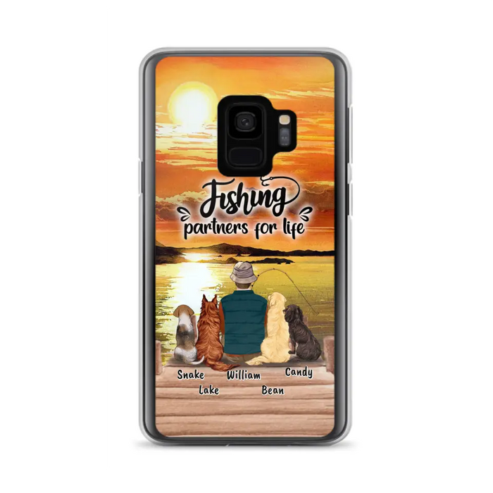 Custom Personalized Fishing Man Phone Case - Upto 4 Dogs - Phone Case For iPhone and Samsung - 4TC88X