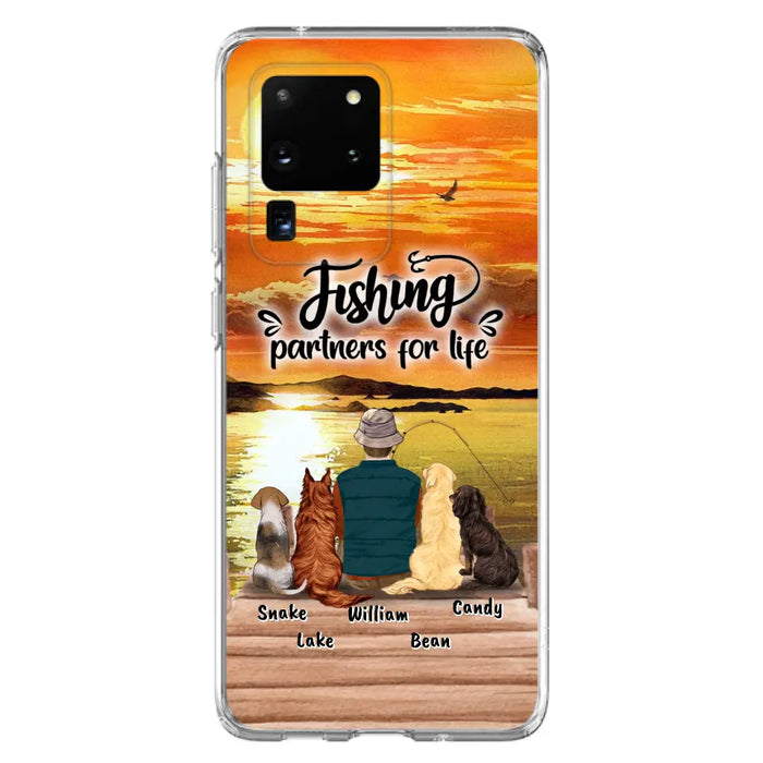 Custom Personalized Fishing Man Phone Case - Upto 4 Dogs - Phone Case For iPhone and Samsung - 4TC88X