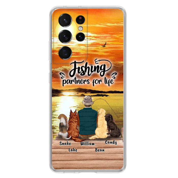 Custom Personalized Fishing Man Phone Case - Upto 4 Dogs - Phone Case For iPhone and Samsung - 4TC88X