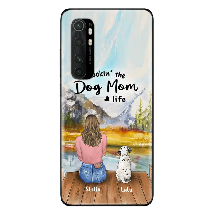 Custom Personalized Dog Mom Phone Case - Gifts For Dog Lovers With Upto 4 Dogs - Rockin' The Dog Mom Life - Case For iPhone, Samsung And Xiaomi