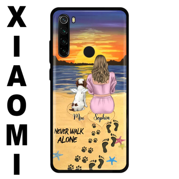 Custom Personalized Memorial Dog Mom Phone Case - Upto 3 Dogs - Memorial Gift Idea for Dog Owners - Never Walk Alone - Case for Xiaomi/Huawei/Oppo