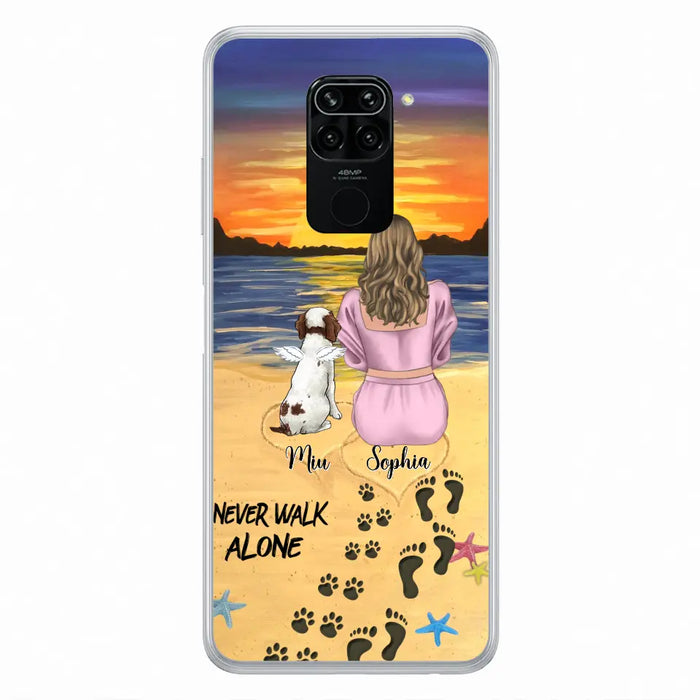 Custom Personalized Memorial Dog Mom Phone Case - Upto 3 Dogs - Memorial Gift Idea for Dog Owners - Never Walk Alone - Case for Xiaomi/Huawei/Oppo