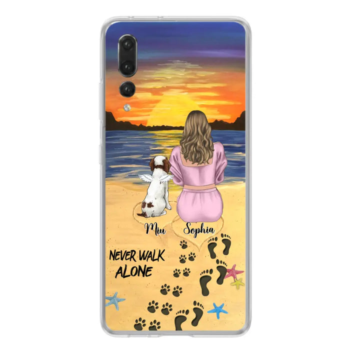 Custom Personalized Memorial Dog Mom Phone Case - Upto 3 Dogs - Memorial Gift Idea for Dog Owners - Never Walk Alone - Case for Xiaomi/Huawei/Oppo