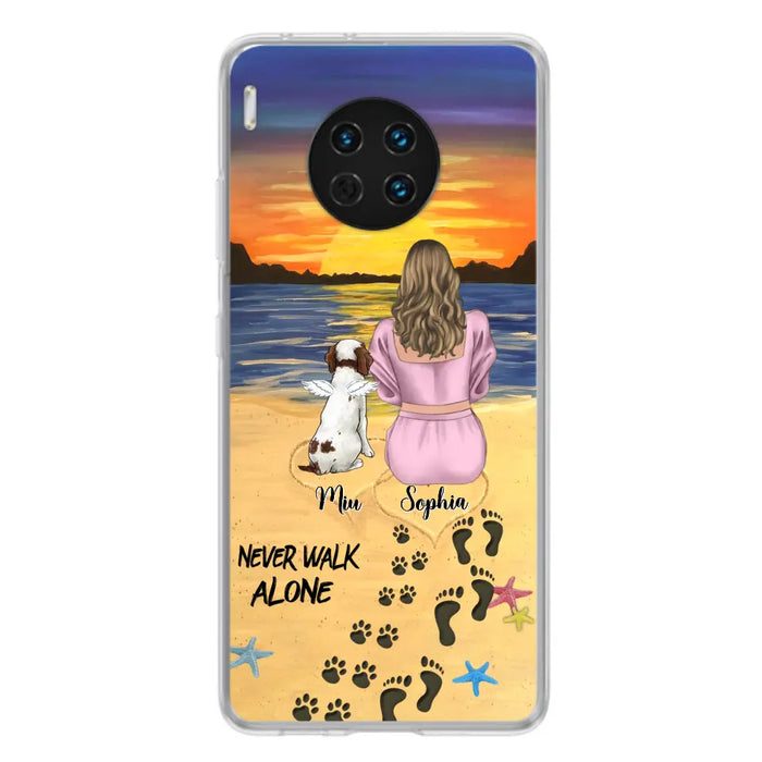 Custom Personalized Memorial Dog Mom Phone Case - Upto 3 Dogs - Memorial Gift Idea for Dog Owners - Never Walk Alone - Case for Xiaomi/Huawei/Oppo