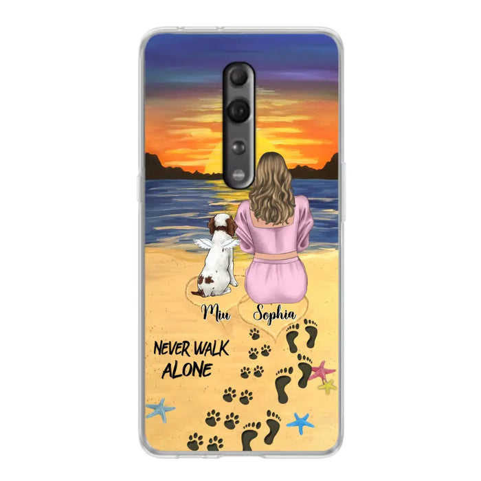 Custom Personalized Memorial Dog Mom Phone Case - Upto 3 Dogs - Memorial Gift Idea for Dog Owners - Never Walk Alone - Case for Xiaomi/Huawei/Oppo