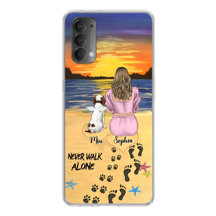 Custom Personalized Memorial Dog Mom Phone Case - Upto 3 Dogs - Memorial Gift Idea for Dog Owners - Never Walk Alone - Case for Xiaomi/Huawei/Oppo