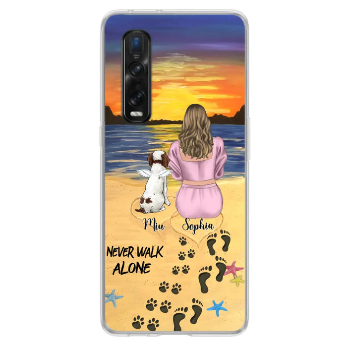 Custom Personalized Memorial Dog Mom Phone Case - Upto 3 Dogs - Memorial Gift Idea for Dog Owners - Never Walk Alone - Case for Xiaomi/Huawei/Oppo